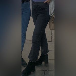 urban outfitters BDG washed black high-rise cropped kick flare jeans